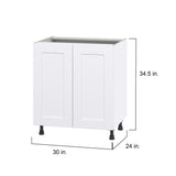 Hugo&Borg Jolie 30-in W x 34.5-in H x 24-in D Warm White 3-Drawers Base Fully Assembled Cabinet (Flat Panel Shaker Style)