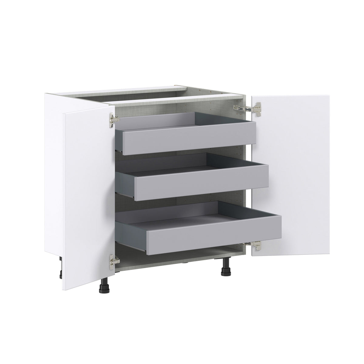 Hugo&Borg Jolie 30-in W x 34.5-in H x 24-in D Warm White 3-Drawers Base Fully Assembled Cabinet (Flat Panel Shaker Style)