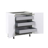 Hugo&Borg Jolie 30-in W x 34.5-in H x 24-in D Warm White 3-Drawers Base Fully Assembled Cabinet (Flat Panel Shaker Style)