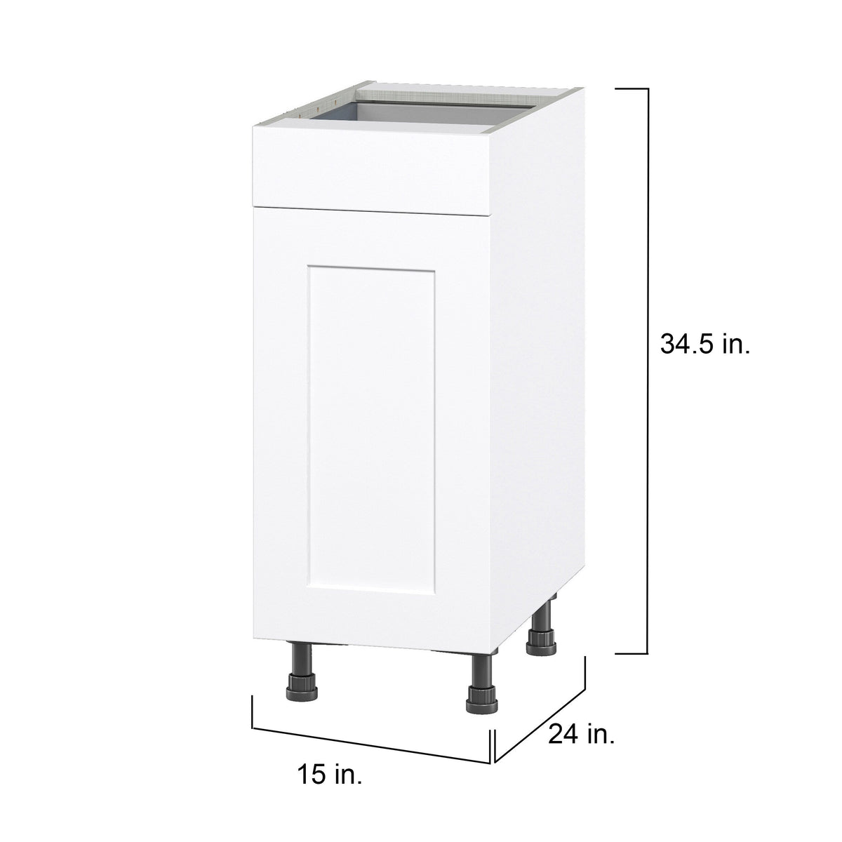 Hugo&Borg Jolie 15-in W x 34.5-in H x 24-in D Warm White 1-Drawer Base Fully Assembled Cabinet (Flat Panel Shaker Style)