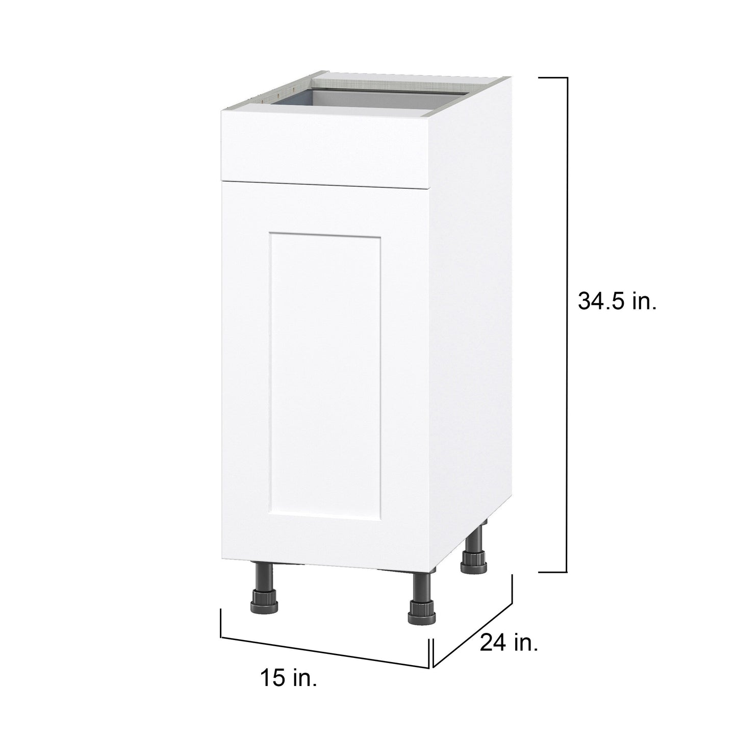 Hugo&Borg Jolie 15-in W x 34.5-in H x 24-in D Warm White 1-Drawer Base Fully Assembled Cabinet (Flat Panel Shaker Style)
