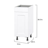 Hugo&Borg Jolie 15-in W x 34.5-in H x 24-in D Warm White 1-Drawer Base Fully Assembled Cabinet (Flat Panel Shaker Style)