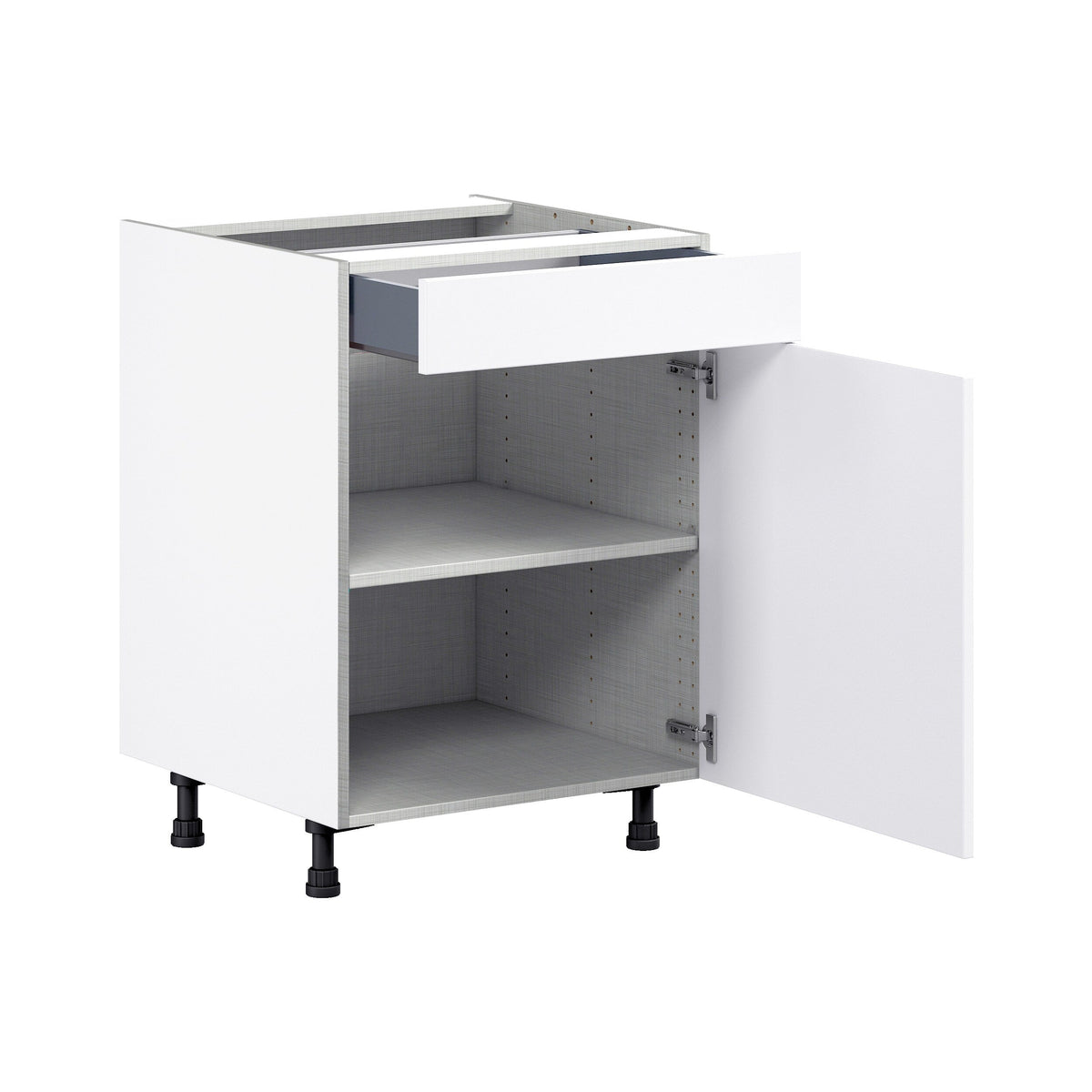 Hugo&Borg Jolie 24-in W x 34.5-in H x 24-in D Warm White 1-Drawer Base Fully Assembled Cabinet (Flat Panel Shaker Style)