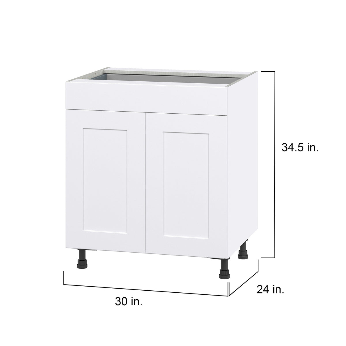 Hugo&Borg Jolie 30-in W x 34.5-in H x 24-in D Warm White 1-Drawer Base Fully Assembled Cabinet (Flat Panel Shaker Style)