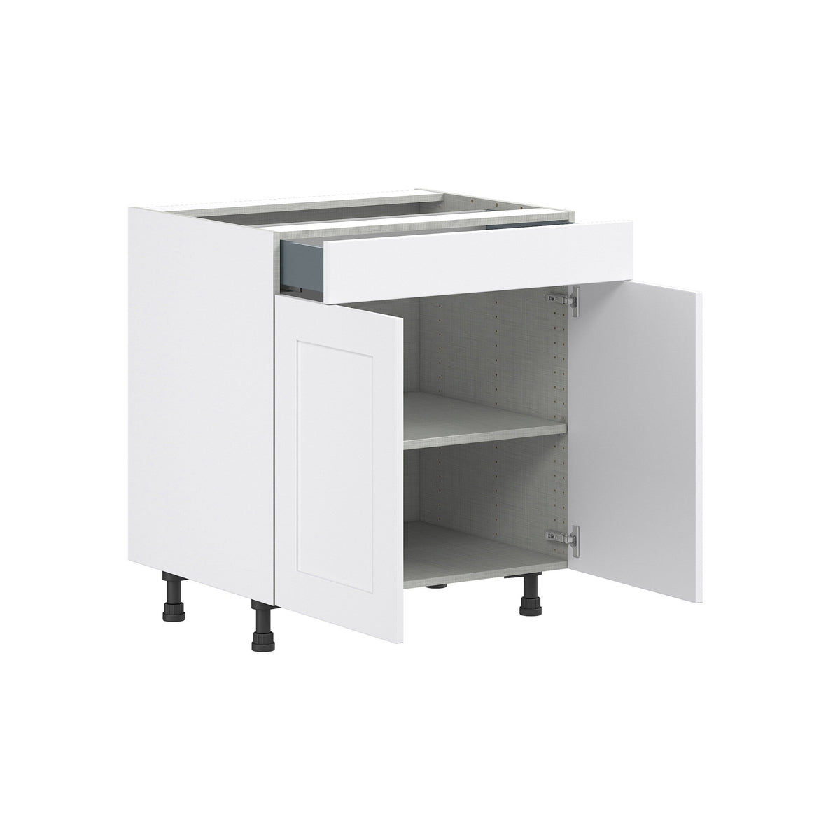 Hugo&Borg Jolie 30-in W x 34.5-in H x 24-in D Warm White 1-Drawer Base Fully Assembled Cabinet (Flat Panel Shaker Style)