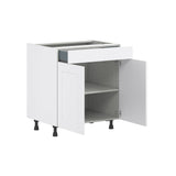 Hugo&Borg Jolie 30-in W x 34.5-in H x 24-in D Warm White 1-Drawer Base Fully Assembled Cabinet (Flat Panel Shaker Style)