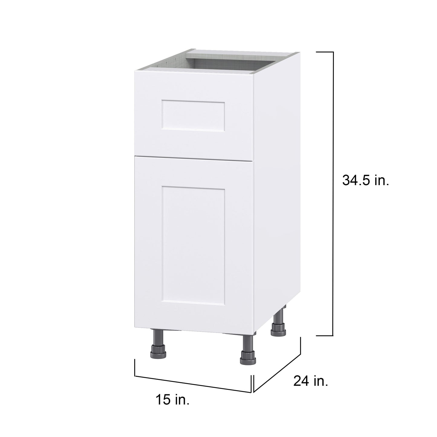 Hugo&Borg Jolie 15-in W x 34.5-in H x 24-in D Warm White 1-Drawer Base Fully Assembled Cabinet (Flat Panel Shaker Style)