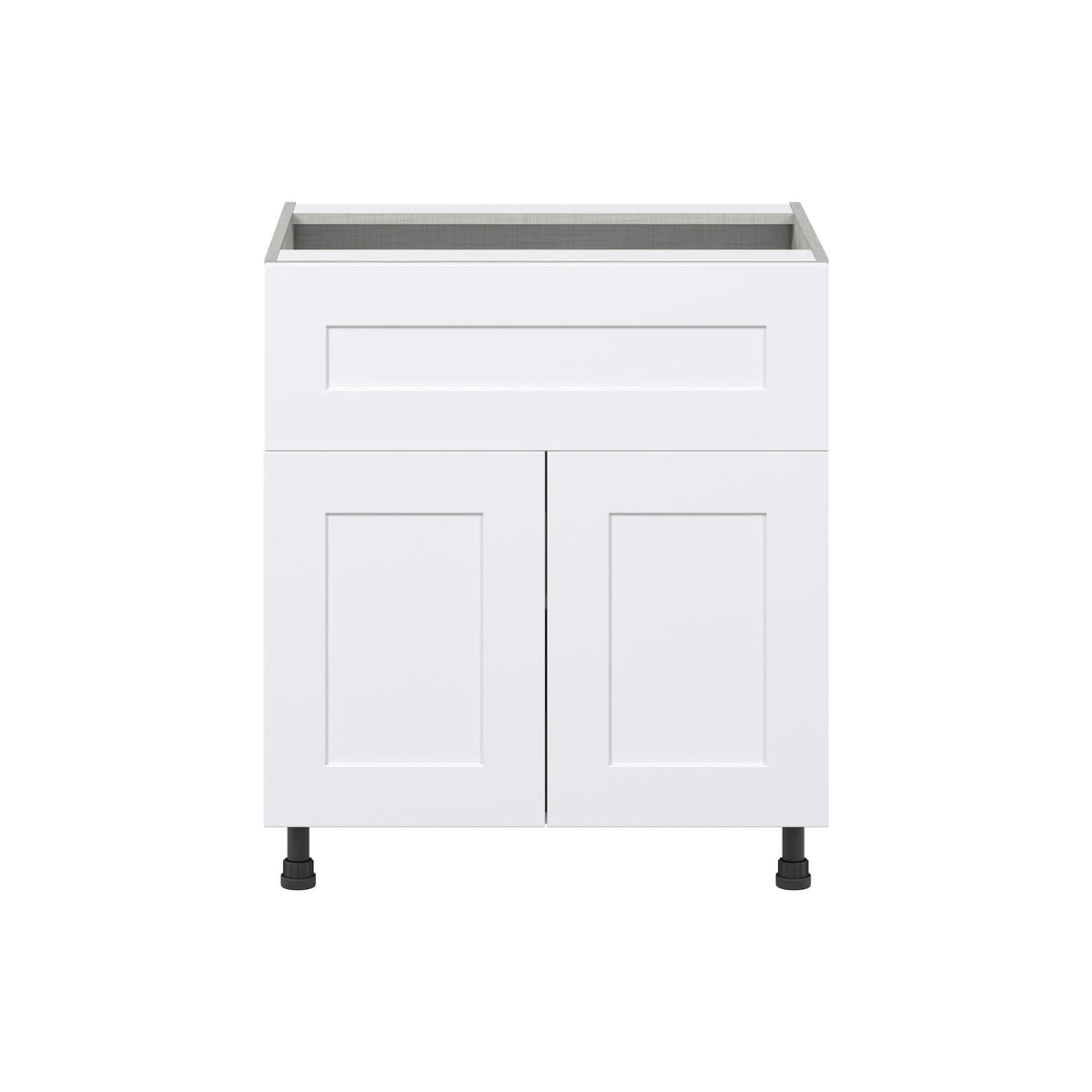 Hugo&Borg Jolie 30-in W x 34.5-in H x 24-in D Warm White 1-Drawer Base Fully Assembled Cabinet (Flat Panel Shaker Style)