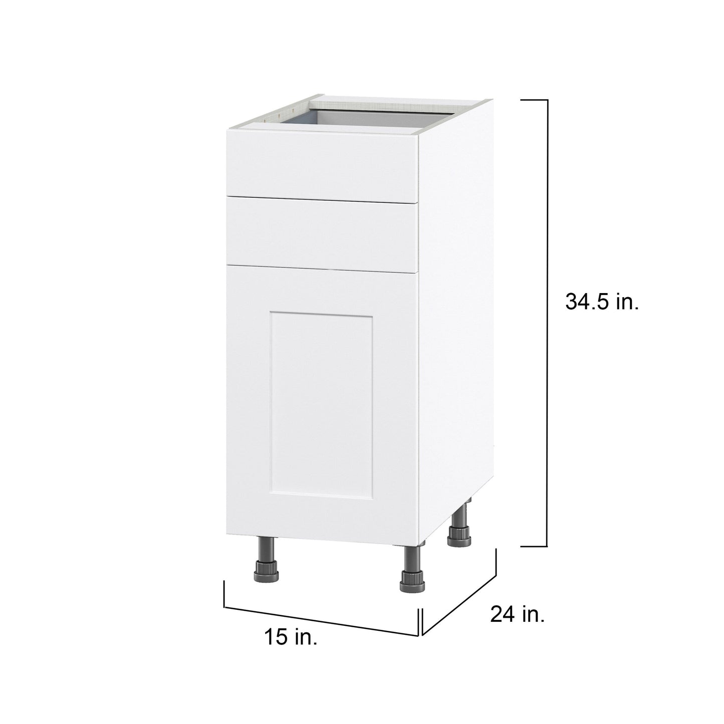Hugo&Borg Jolie 15-in W x 34.5-in H x 24-in D Warm White 2-Drawers Base Fully Assembled Cabinet (Flat Panel Shaker Style)