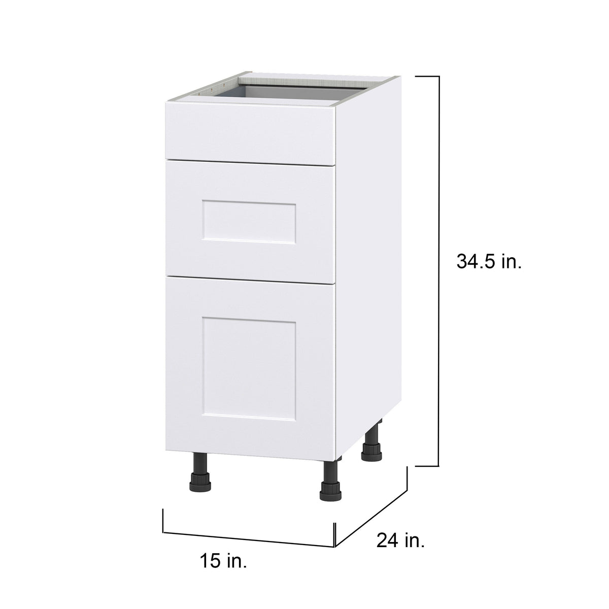 Hugo&Borg Jolie 15-in W x 34.5-in H x 24-in D Warm White 3-Drawer Base Fully Assembled Cabinet
