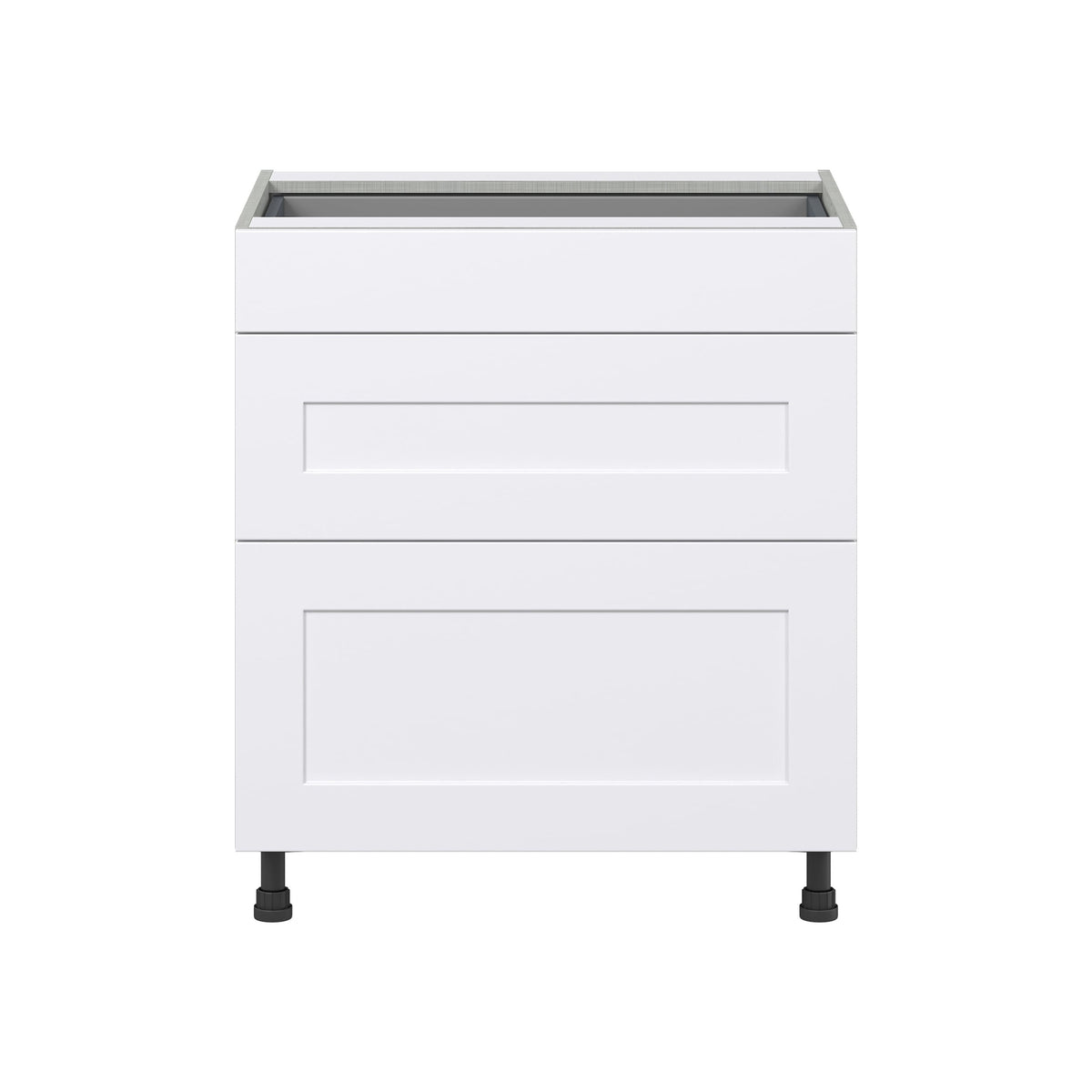 Hugo&Borg Jolie 30-in W x 34.5-in H x 24-in D Warm White 3-Drawer Base Fully Assembled Cabinet