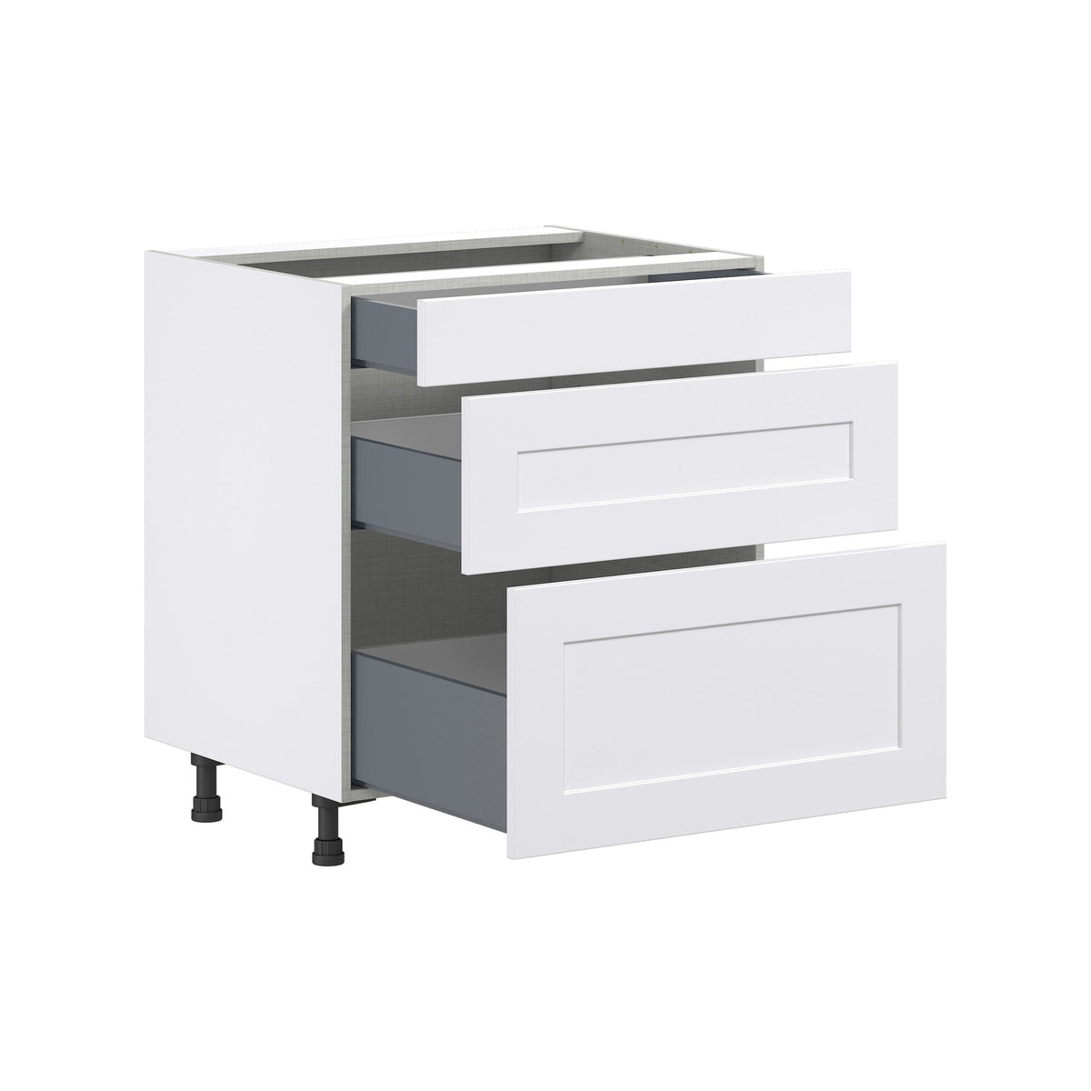 Hugo&Borg Jolie 30-in W x 34.5-in H x 24-in D Warm White 3-Drawer Base Fully Assembled Cabinet