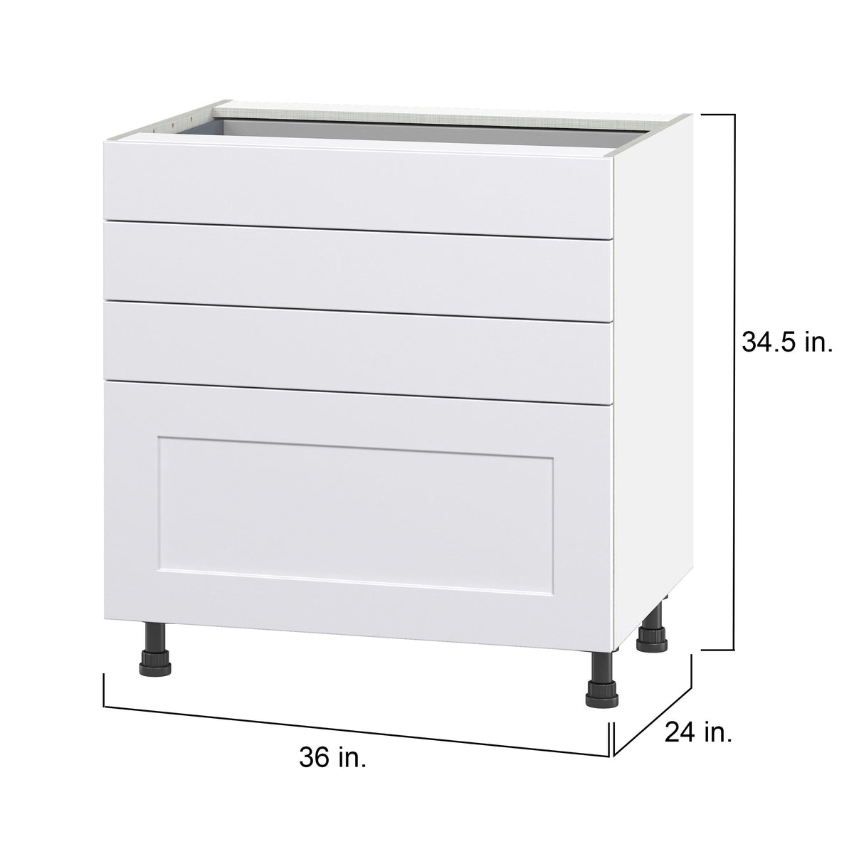 Hugo&Borg Jolie 36-in W x 34.5-in H x 24-in D Warm White 4-Drawer Base Fully Assembled Cabinet