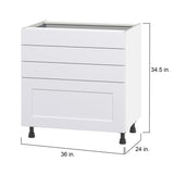 Hugo&Borg Jolie 36-in W x 34.5-in H x 24-in D Warm White 4-Drawer Base Fully Assembled Cabinet