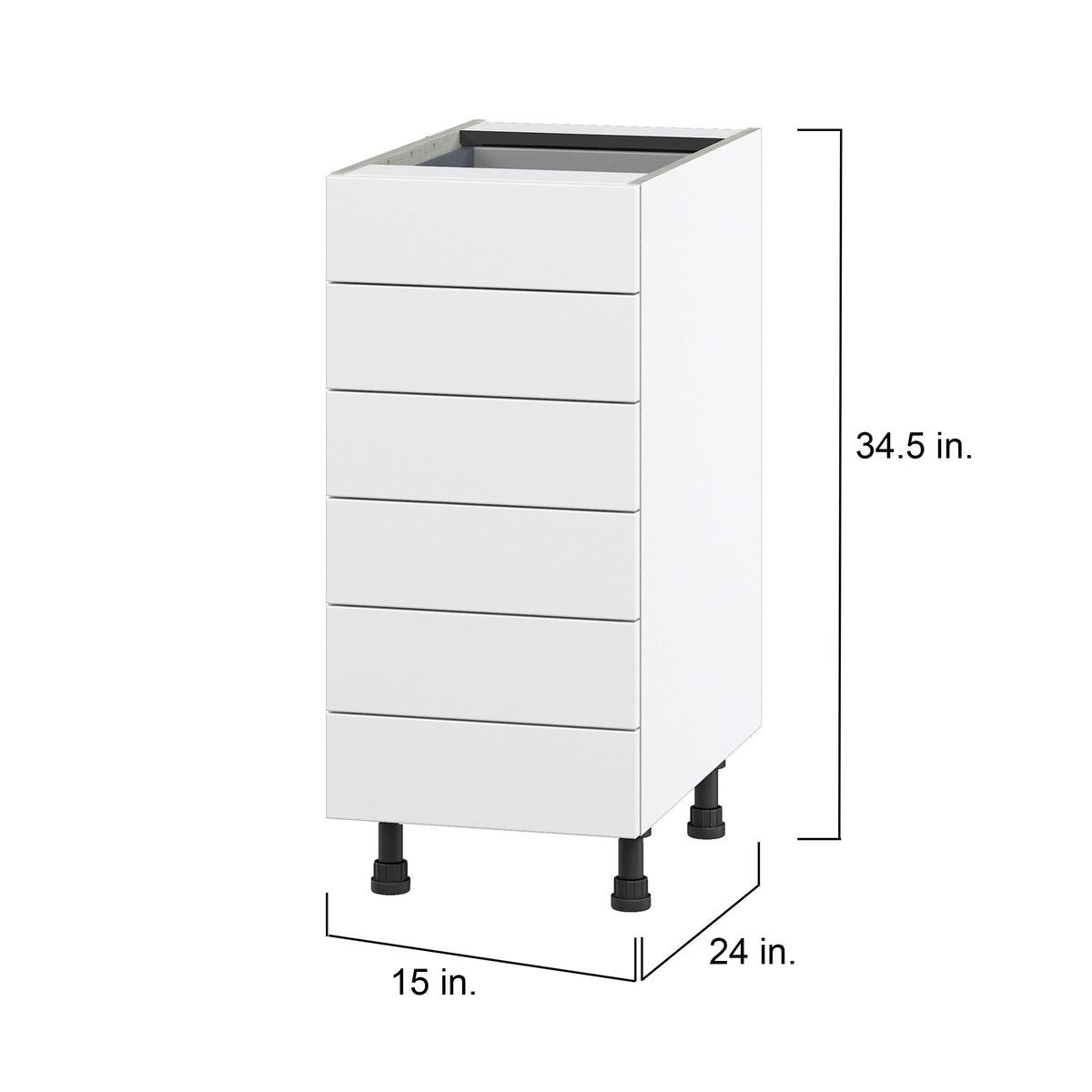 Hugo&Borg Jolie 15-in W x 34.5-in H x 24-in D Warm White 6-Drawer Base Fully Assembled Cabinet