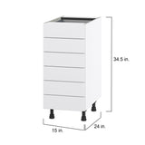 Hugo&Borg Jolie 15-in W x 34.5-in H x 24-in D Warm White 6-Drawer Base Fully Assembled Cabinet