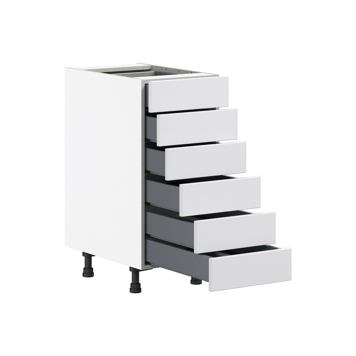 Hugo&Borg Jolie 15-in W x 34.5-in H x 24-in D Warm White 6-Drawer Base Fully Assembled Cabinet