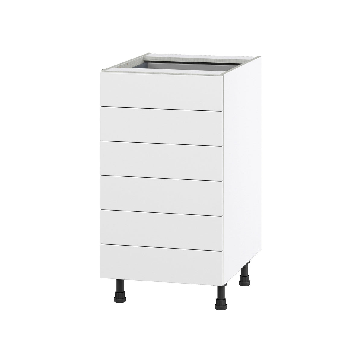 Hugo&Borg Jolie 18-in W x 34.5-in H x 24-in D Warm White 6-Drawer Base Fully Assembled Cabinet