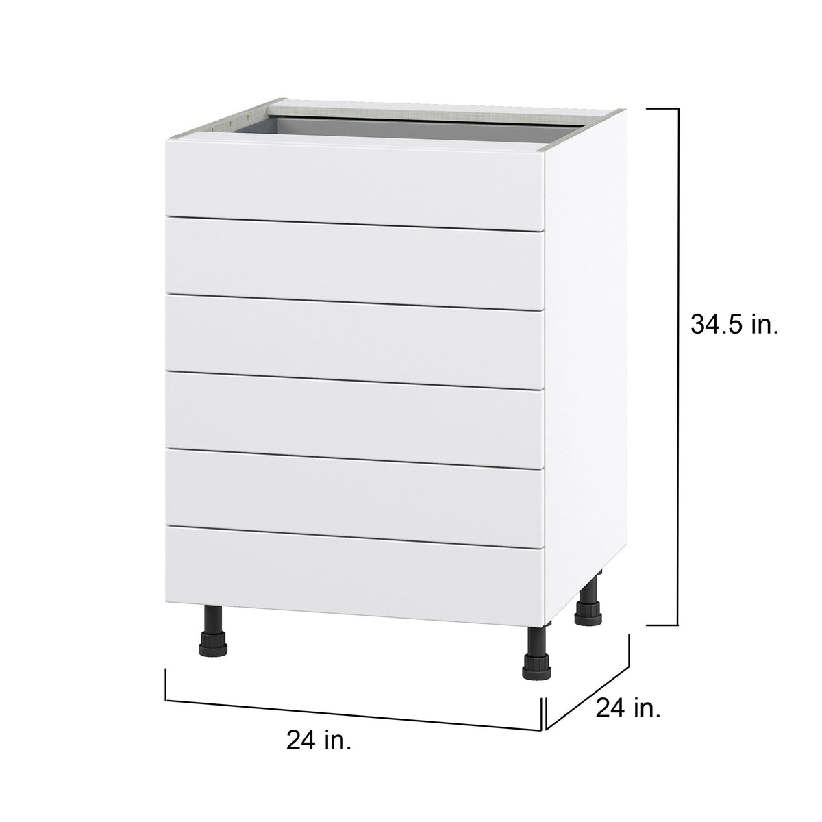 Hugo&Borg Jolie 24-in W x 34.5-in H x 24-in D Warm White 6-Drawer Base Fully Assembled Cabinet