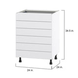 Hugo&Borg Jolie 24-in W x 34.5-in H x 24-in D Warm White 6-Drawer Base Fully Assembled Cabinet