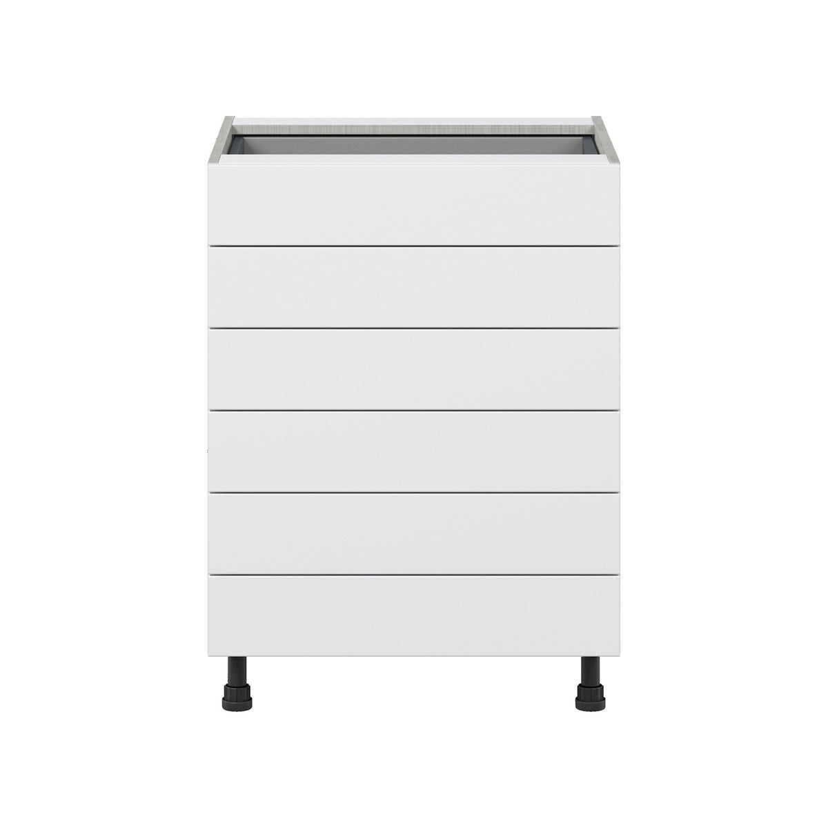 Hugo&Borg Jolie 24-in W x 34.5-in H x 24-in D Warm White 6-Drawer Base Fully Assembled Cabinet