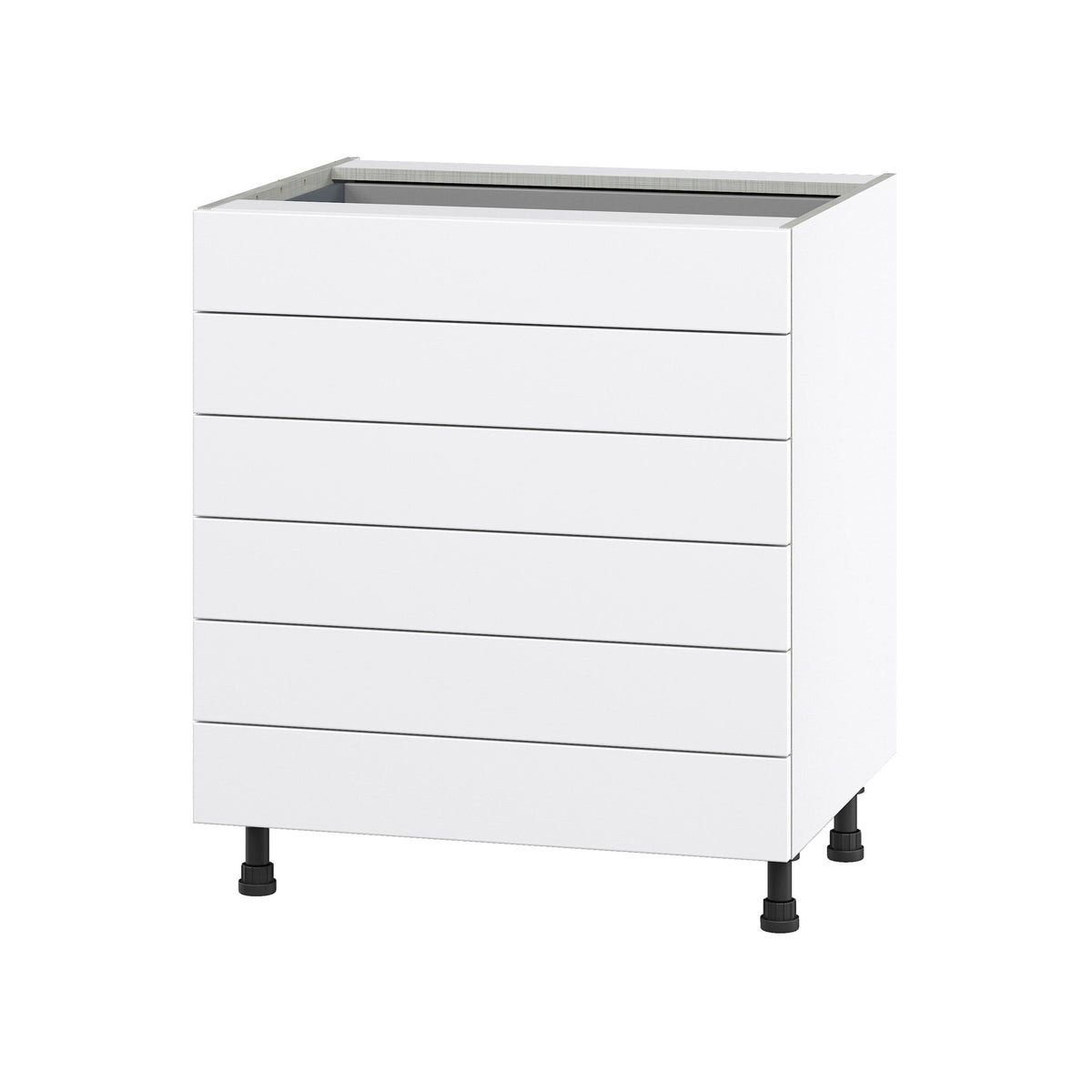 Hugo&Borg Jolie 30-in W x 34.5-in H x 24-in D Warm White 6-Drawer Base Fully Assembled Cabinet