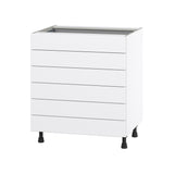 Hugo&Borg Jolie 30-in W x 34.5-in H x 24-in D Warm White 6-Drawer Base Fully Assembled Cabinet