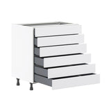 Hugo&Borg Jolie 30-in W x 34.5-in H x 24-in D Warm White 6-Drawer Base Fully Assembled Cabinet