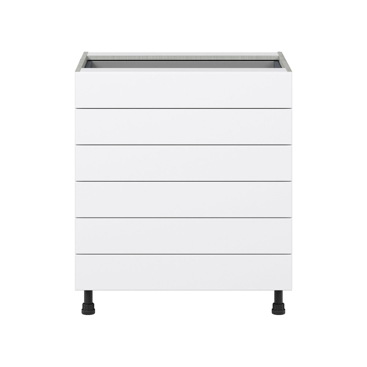 Hugo&Borg Jolie 30-in W x 34.5-in H x 24-in D Warm White 6-Drawer Base Fully Assembled Cabinet