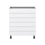 Hugo&Borg Jolie 30-in W x 34.5-in H x 24-in D Warm White 6-Drawer Base Fully Assembled Cabinet