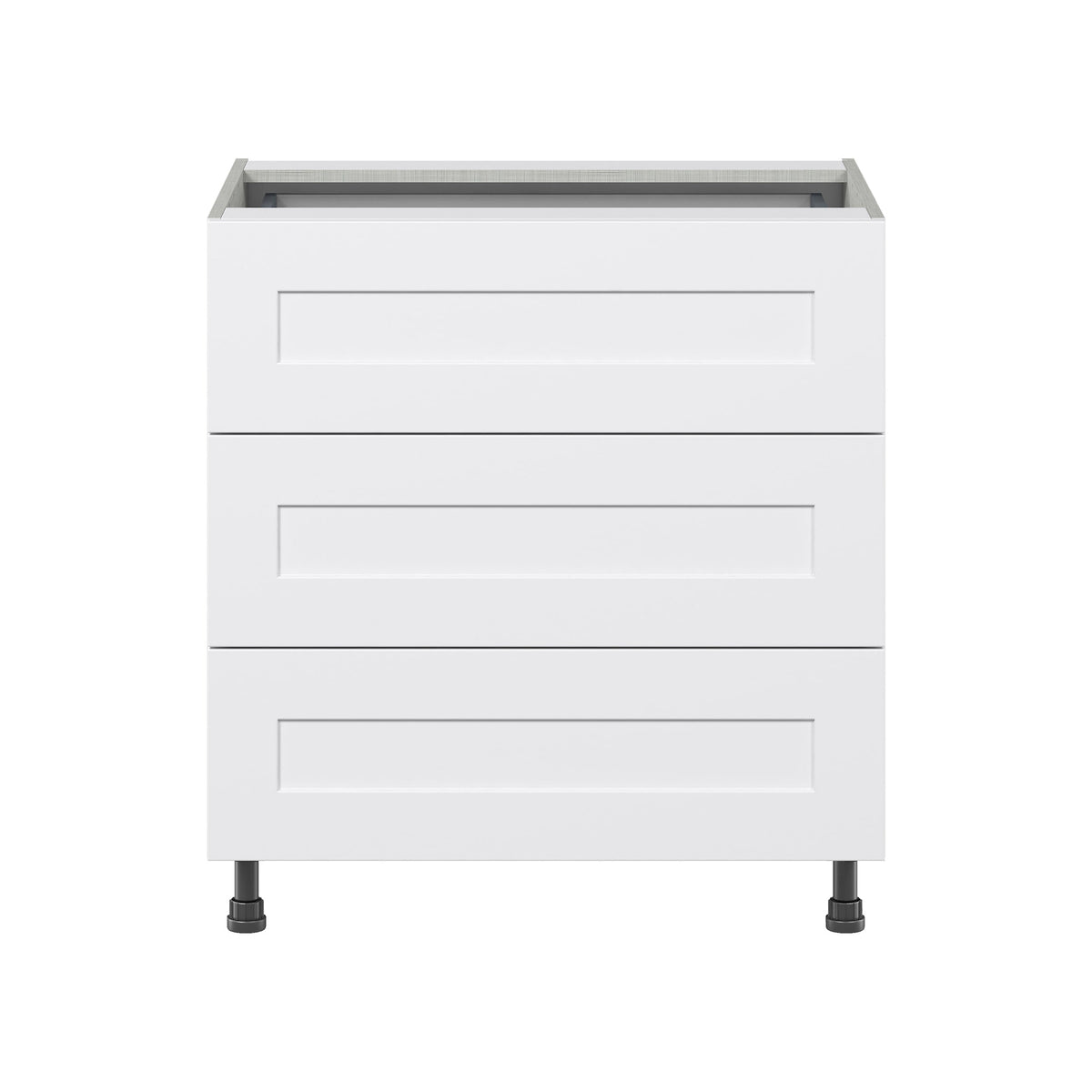 Hugo&Borg Jolie 30-in W x 34.5-in H x 24-in D Warm White 3-Drawer Base Fully Assembled Cabinet