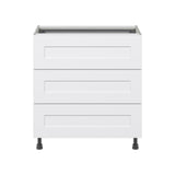 Hugo&Borg Jolie 30-in W x 34.5-in H x 24-in D Warm White 3-Drawer Base Fully Assembled Cabinet
