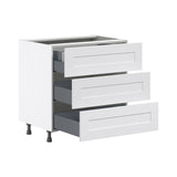 Hugo&Borg Jolie 30-in W x 34.5-in H x 24-in D Warm White 3-Drawer Base Fully Assembled Cabinet