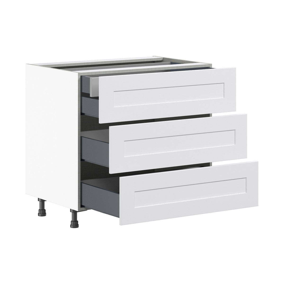 Hugo&Borg Jolie 36-in W x 34.5-in H x 24-in D Warm White 3-Drawer Base Fully Assembled Cabinet