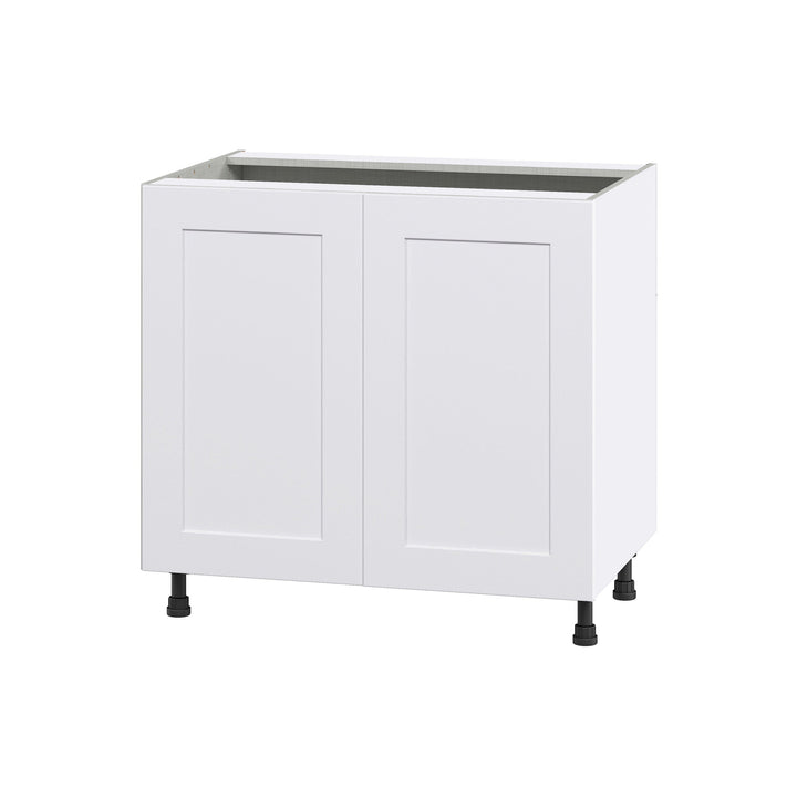 Hugo&Borg Jolie 36-in W x 34.5-in H x 24-in D Warm White Sink Base Fully Assembled Cabinet (Flat Panel Shaker Style)