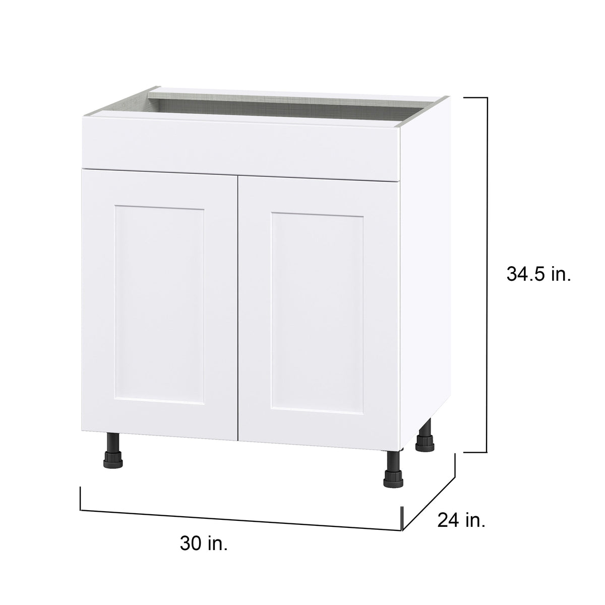 Hugo&Borg Jolie 30-in W x 34.5-in H x 24-in D Warm White Sink Base Fully Assembled Cabinet (Flat Panel Shaker Style)