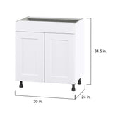 Hugo&Borg Jolie 30-in W x 34.5-in H x 24-in D Warm White Sink Base Fully Assembled Cabinet (Flat Panel Shaker Style)
