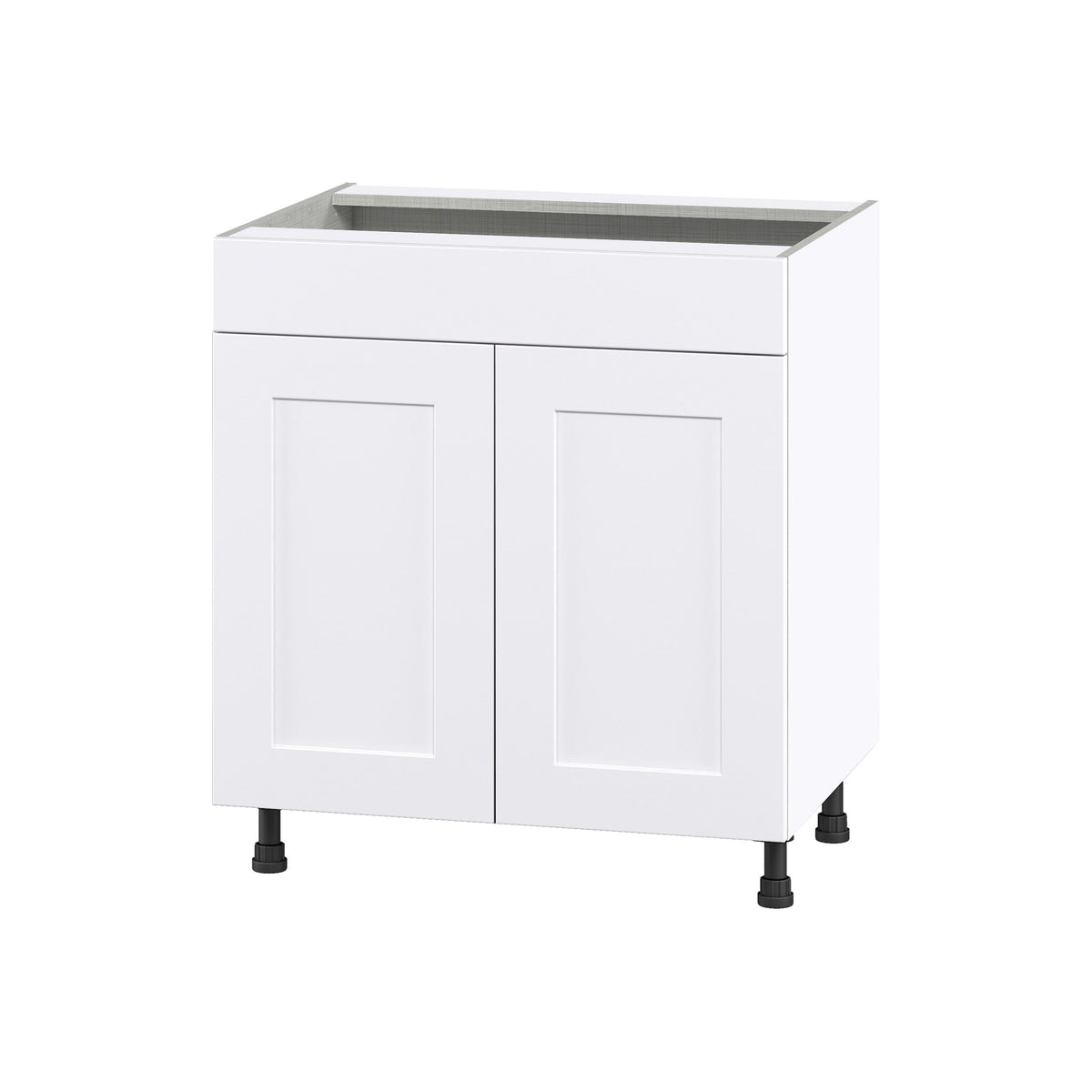 Hugo&Borg Jolie 30-in W x 34.5-in H x 24-in D Warm White Sink Base Fully Assembled Cabinet (Flat Panel Shaker Style)