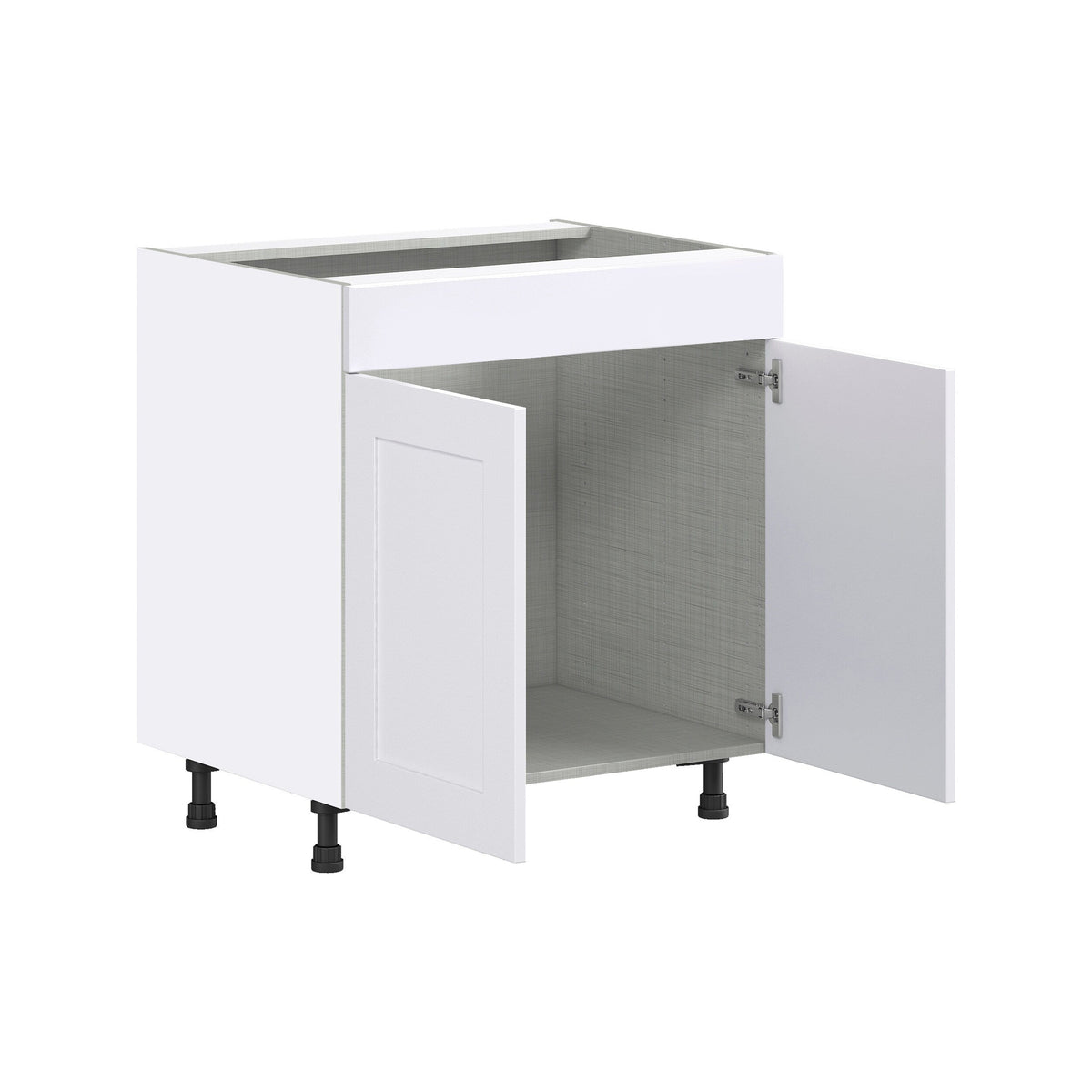 Hugo&Borg Jolie 30-in W x 34.5-in H x 24-in D Warm White Sink Base Fully Assembled Cabinet (Flat Panel Shaker Style)