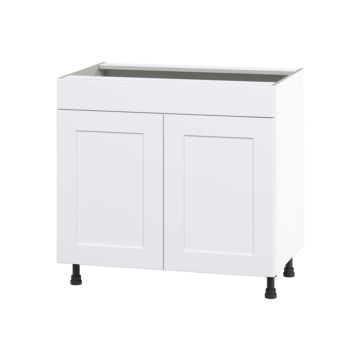 Hugo&Borg Jolie 36-in W x 34.5-in H x 24-in D Warm White Sink Base Fully Assembled Cabinet (Flat Panel Shaker Style)