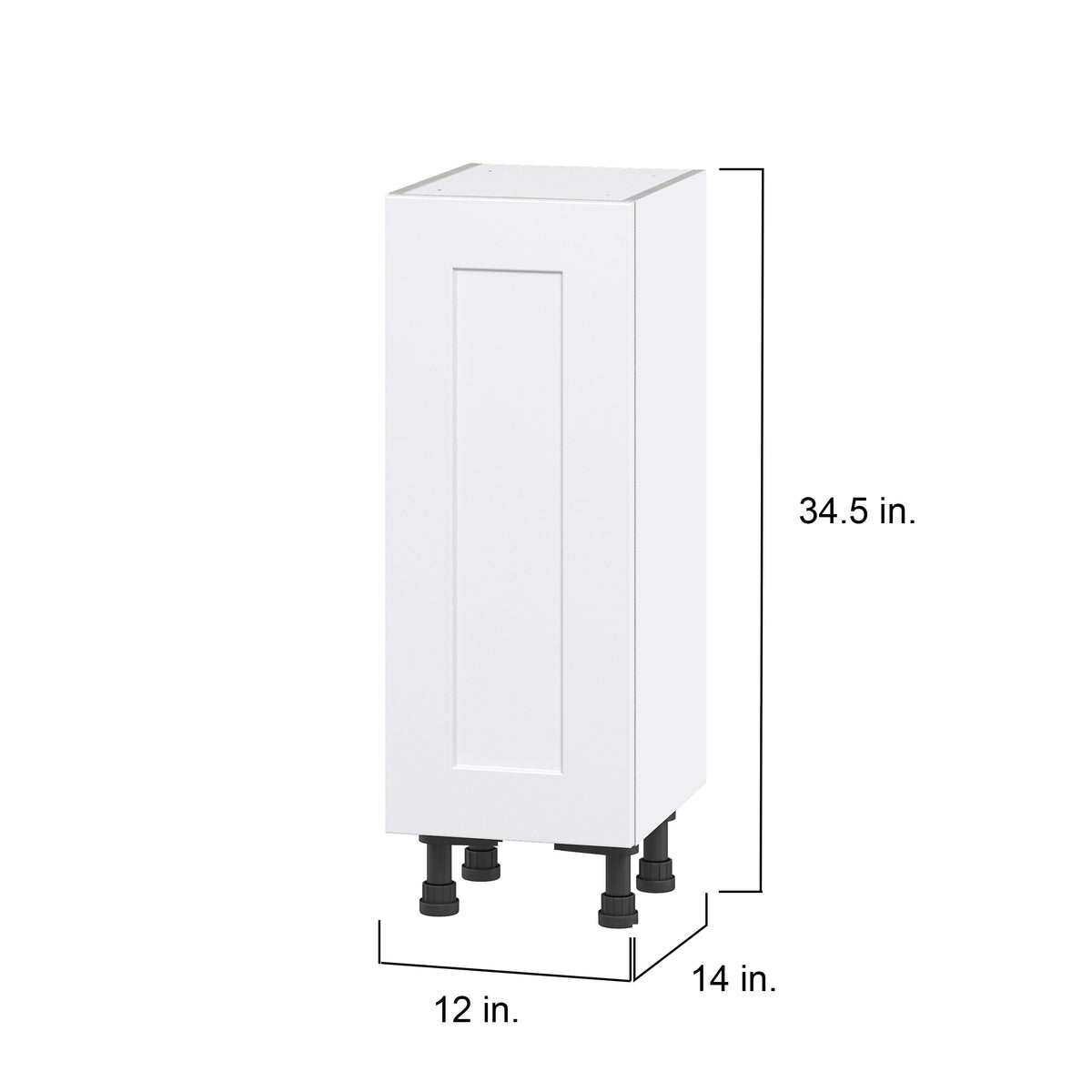Hugo&Borg Jolie 12-in W x 34.5-in H x 14-in D Warm White Base Fully Assembled Cabinet (Flat Panel Shaker Door Style)
