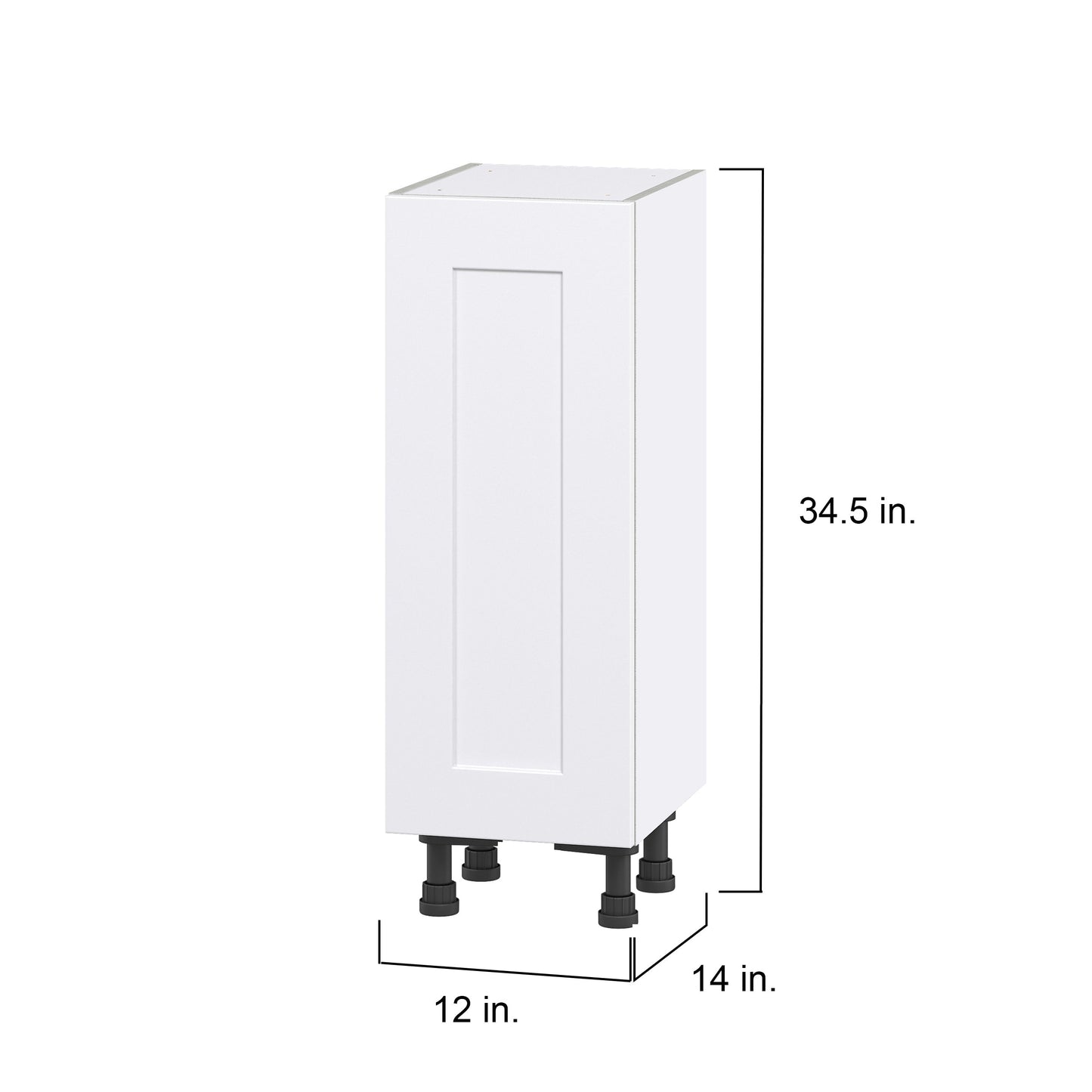 Hugo&Borg Jolie 12-in W x 34.5-in H x 14-in D Warm White Base Fully Assembled Cabinet (Flat Panel Shaker Door Style)