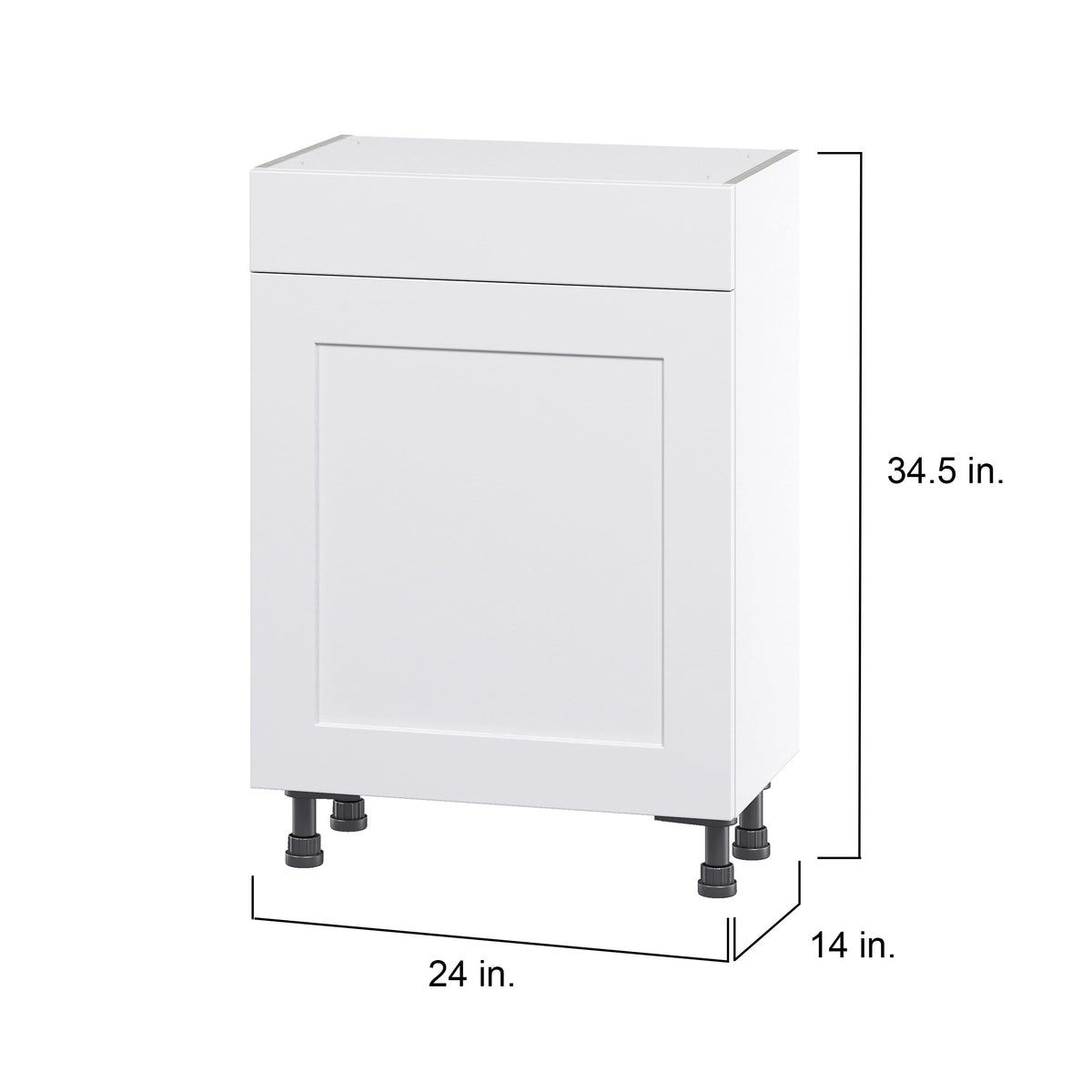 Hugo&Borg Jolie 24-in W x 34.5-in H x 14-in D Warm White 1-Drawer Base Fully Assembled Cabinet (Flat Panel Shaker Style)