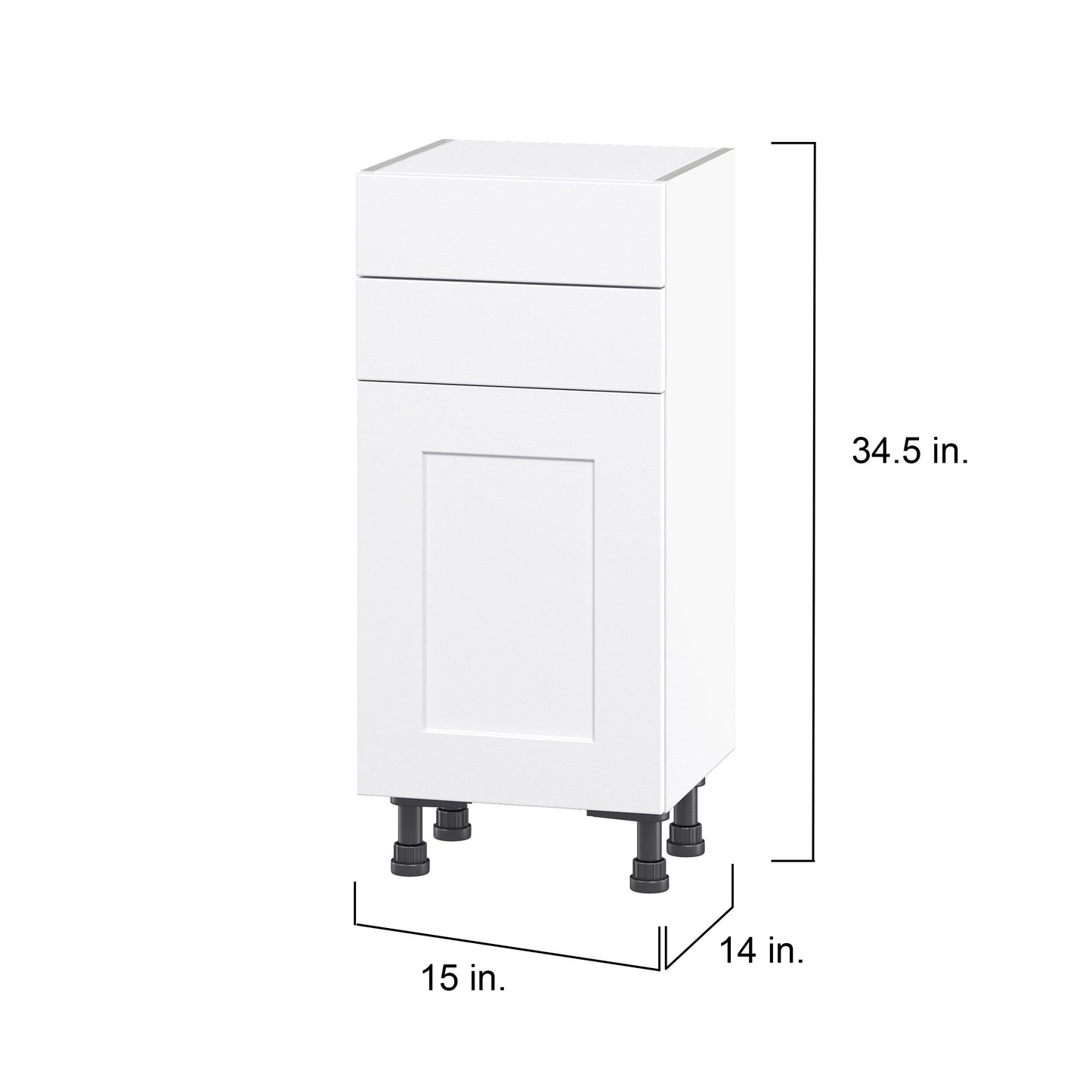 Hugo&Borg Jolie 15-in W x 34.5-in H x 14-in D Warm White 2-Drawers Base Fully Assembled Cabinet (Flat Panel Shaker Style)