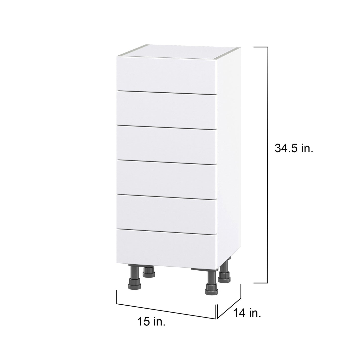 Hugo&Borg Jolie 15-in W x 34.5-in H x 14-in D Warm White 6-Drawer Base Fully Assembled Cabinet