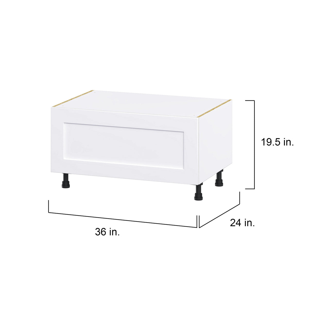 Hugo&Borg Jolie 36-in W x 19.5-in H x 24-in D Warm White 1-Drawer Base Fully Assembled Cabinet
