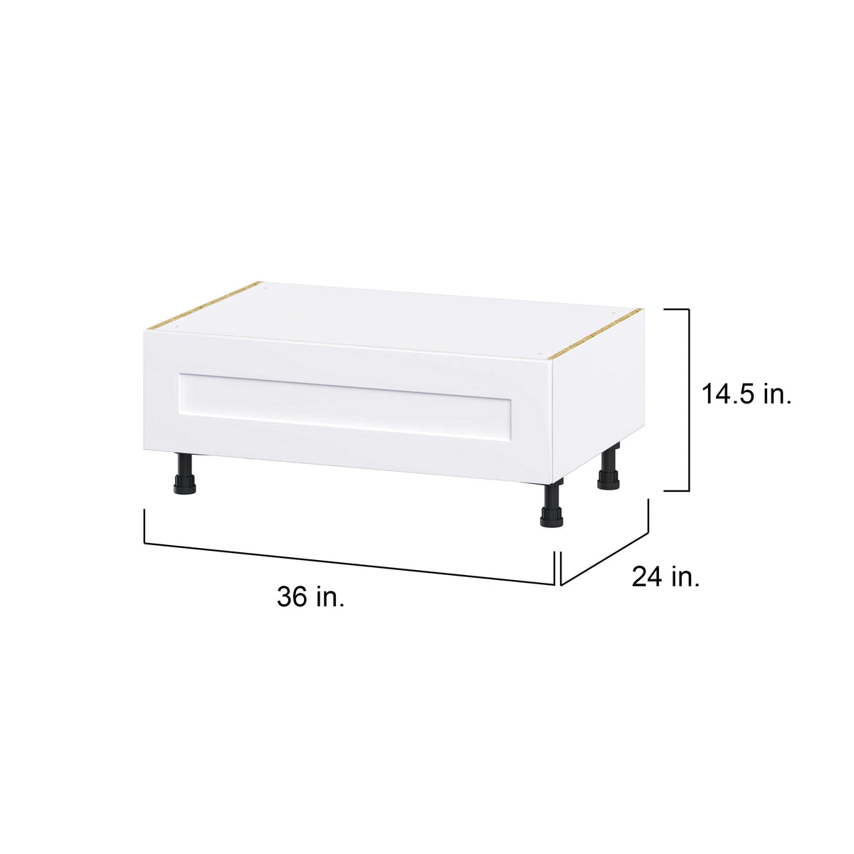Hugo&Borg Jolie 36-in W x 14.5-in H x 24-in D Warm White 1-Drawer Base Fully Assembled Cabinet