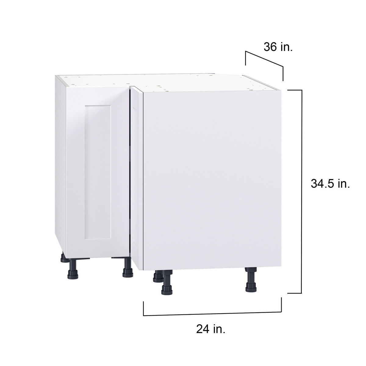 Hugo&Borg Jolie 36-in W x 34.5-in H x 36-in D Warm White Lazy Susan Corner Base Fully Assembled Cabinet (Flat Panel Shaker Style)