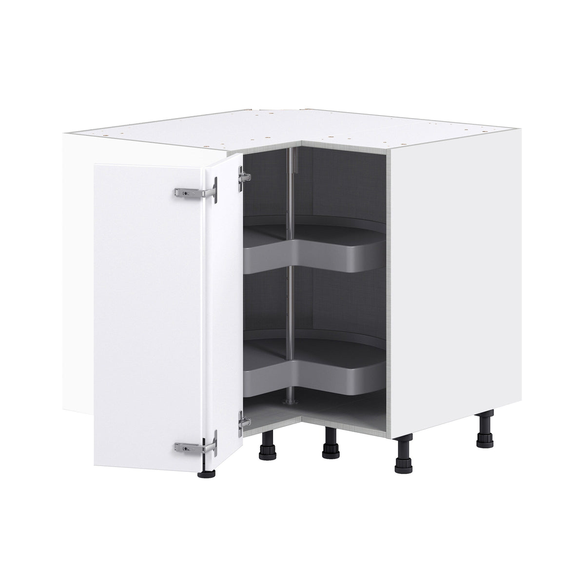 Hugo&Borg Jolie 36-in W x 34.5-in H x 36-in D Warm White Lazy Susan Corner Base Fully Assembled Cabinet (Flat Panel Shaker Style)