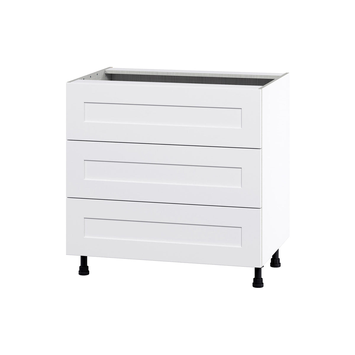 Hugo&Borg Jolie 36-in W x 34.5-in H x 24-in D Warm White 3-Drawer Base Fully Assembled Cabinet
